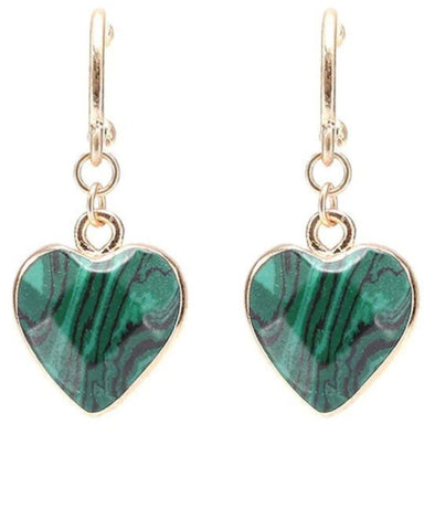 Emerald Heart Drop Earrings